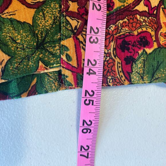 Vintage 80s SK & Co Red Green Gold Floral Short Sleeve Fall Blouse Jacket 12 - Picture 9 of 9